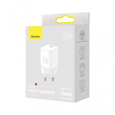 Адаптер сет. Baseus Type-C  GaN3  30W  CCGN010102 CCGN010101