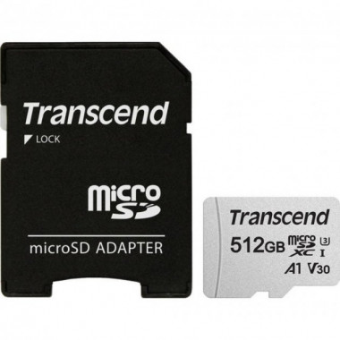 Transcend micro SDXC class10 512Gb  300S UHS-I U3 V30 A1 +SD адаптер