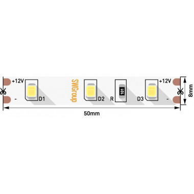 Лента св/д ip20  SMD2835  12V   60Led  6W/м  550Lm  3000K  Jazzway PLS 2858023