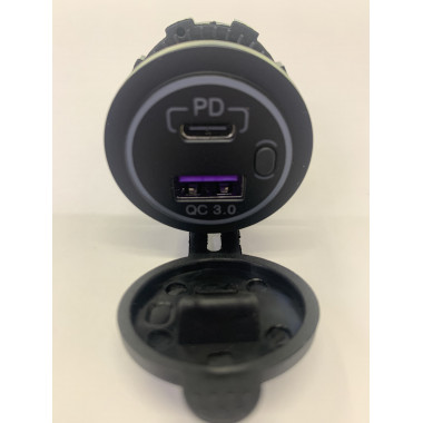 BMG Разъем Usb в авто (врезные) 12V-24V 2USB GH-DS138 (Круглый) QC3.0 + PD  A4678