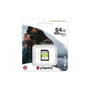 Kingston SDXC class10 64Gb  UHS-I U1 V10 Canvas Select Plus (100 Mb/s)