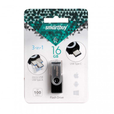 Smart Buy USB 3.0  16Gb  Trio  (Type-C + microUSB) OTG