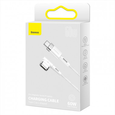 Data Cable Type-C -L-Shaped  Baseus  Zinc Magneting IP Laptops Charging 60W 2M  CATXC-W02