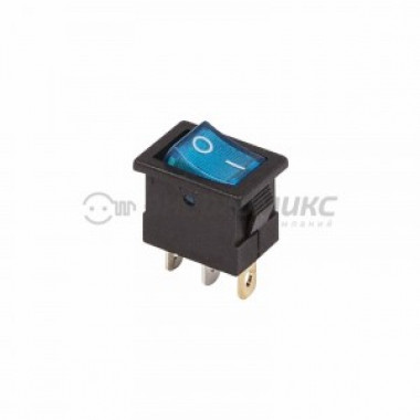 Выкл клав 12V 15А (3с) On-Off синий с подсв Mini  Rexant 36-2171