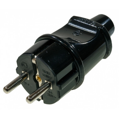 Вилка Makel 16A 250V чёрная Евро с заземлением  10052