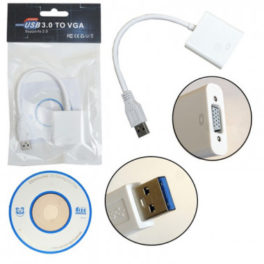 Конвертор (вход USB3.0  выход VGA) с проводом + диск   (YR-MIDP-30)  (A3384)