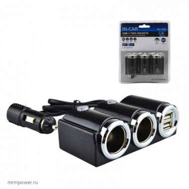 Двойник прикуривателя (2 гнезда 2 USB) Olesson 1502 на проводе  A1322