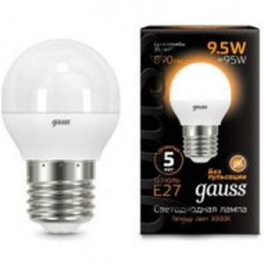 Лампа св/д Gauss Globe E27  9.5W (890lm) 3000K шар 