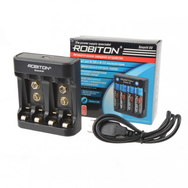 З/У Robiton Smart4 9V  для аккум 2-4 Ni-Cd  Ni-Mh  Крона  автомат  от USB  16975