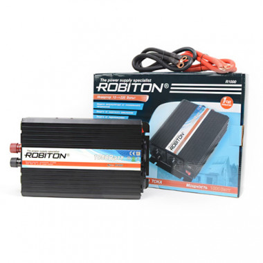 Инвертор 12V-220V 1000W  Robiton R1000  с USB вых, 2 розетки  13203