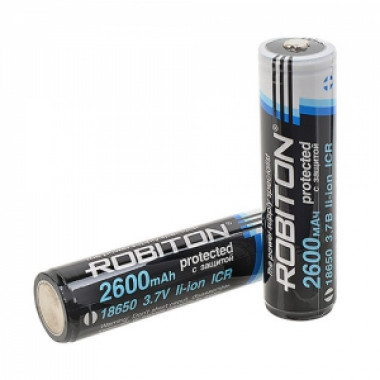 Аккумулятор Robiton 18650  3.7V 2600mAh Li-ion  с защитой  2.6/Li18650 12383