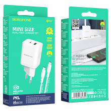Адаптер сет. Borofone BN7  USB -Type-C 20W  + кабель (Type-C - Type-C)