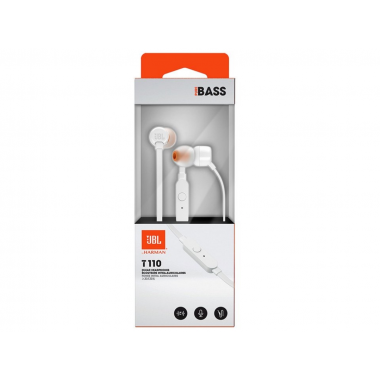 Гарнитура JBL T110  белая затычки кабель 1,2 м  20-22000Гц, 100дБ, 16Ом