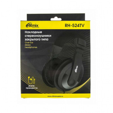 Наушники Ritmix RH-524TV полноразмерные  кабель 5м