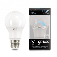 Лампа св/д Gauss диммер E27 11W (990lm) 4100K A60  102502211-D  