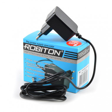 Адаптер сет. Robiton IR9-500S  (9V 500mA) угловой 5.5х2.5 штекер (- полярн)  14939