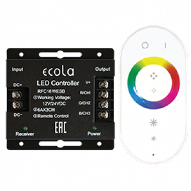 Контроллер RGB лент  с кольцевым сенсорным белым радиопультом  12V 216W 18A  Ecola