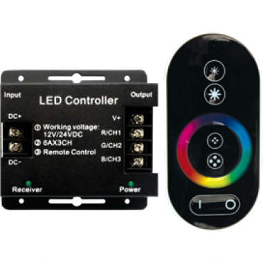 Контроллер RGB лент  с кольцевым сенсорным чёрным радиопультом  12V 216W 18A  Ecola