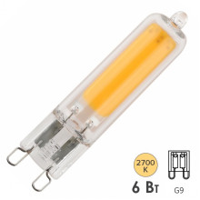 Лампа св/д ЭРА G9  6W (480lm) 2700K стекло Cob   JCD-6W-GL-827-G9  5750