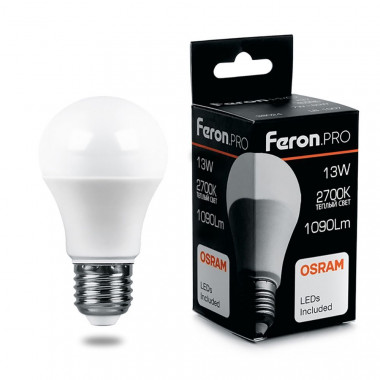 Лампа св/д Feron PRO E27 13W (1090lm) 2700K  A60 OSRAM LED  LB-1013 38032