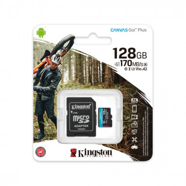 Kingston micro SDXC class10 128Gb  Canvas Go Plus UHS-I U3 V30 A2 (170/70 Mb/s)