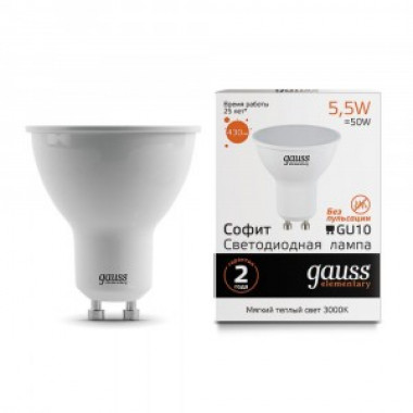 Лампа св/д Gauss Elementary GU10  5,5W (430lm) 2700K 13616