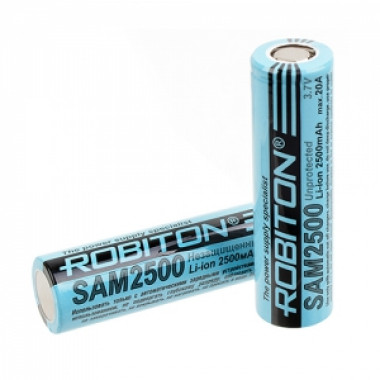 Аккумулятор Robiton 18650  3.7V 2500mAh 20A  Li-ion без защиты  SAM2500 Samsung  15704