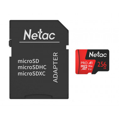 microSDXC class10 256Gb  Netac P500  Extreme Pro UHS-I A1 V30 (100 Mb/s)