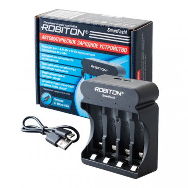 З/У Robiton SmartFast4  автомат  быстр. зар. 1-4 ак-ров NiMH и NiCd  R6/R03  от USB  18127