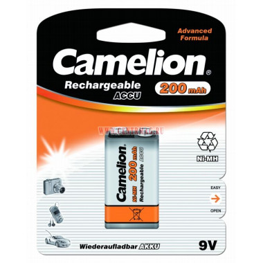 Аккумулятор Camelion 6F22 200mAh NiMN 
