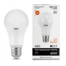 Лампа св/д Gauss Elementary E27 20W (1520lm) 2700K  А60 