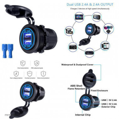 BMG Разъем Usb в авто (врезные) 12V-24V 2USB GH-N1 (Круглый) 4.8A  A2456
