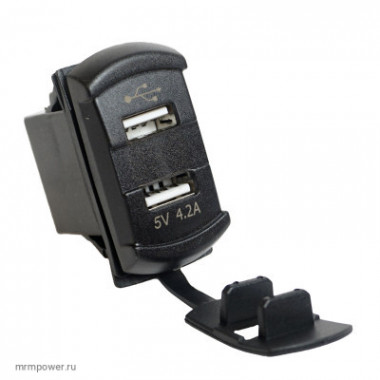 BMG Разъем Usb в авто (врезные) 12V-24V 2USB SKU-9008+ Вольтметр (Квадратный) 4.2A  A2448