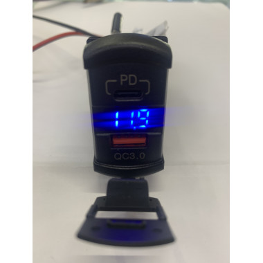 BMG Разъем Usb в авто (врезные) 12V-24V GH-DS143 PD + Вольтметр  (Квадратный) QC3.0  A4679