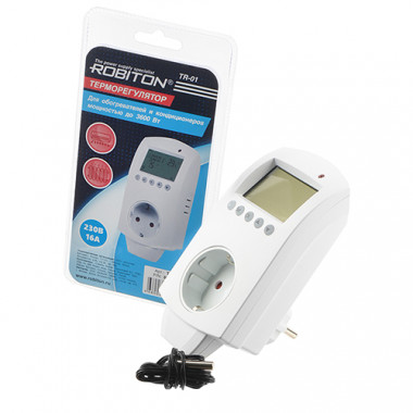 Терморегулятор розетка Robiton TR-01 16А 3600W +1…+70С, NTC терморезистор  17701