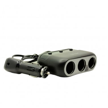 Тройник прикуривателя (3 гнезда + 2 USB + Type-C) с проводом  Eplutus FC-339