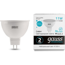 Лампа св/д Gauss Elementary GU5.3  220V 11W (850lm)  4100K 