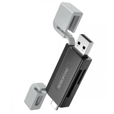 Card reader Borofone DH9 Wisdom  USB 3.0/Type-C, пластик, TF/ SD карта
