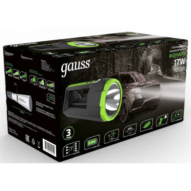 Фонарь акк Gauss GF702 прожекторный 17W 900lm акк. Li-ion 10000mAh диммир Power bank GF702