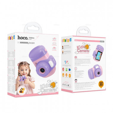 Детская камера Hoco DV201 Dual, 2.4″ IPS HD, FHD видео, 32 МП, 600mAh, max32Gb, розовый