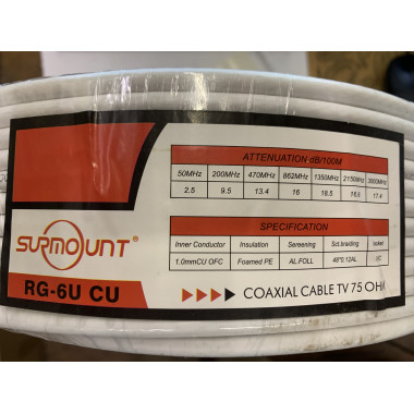Кабель Surmount  75Oм  RG-6U CU  48-жил  белый