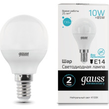 Лампа св/д Gauss Elementary шар E14 10W (730lm) 4100K