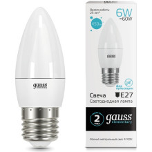 Лампа св/д Gauss Elementary свеча E27  6W (450lm) 4100K
