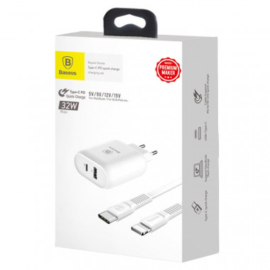 Адаптер сет. Baseus 2USB  QC + кабель 32W  TZTUN-BJ02