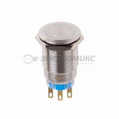 Кнопка антиванд 12V Б/Фикс Ø19 (5с) (ON)-OFF/(OFF)-ON белая (A19-C1) Rexant 36-3434