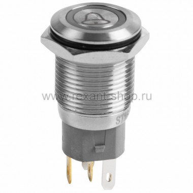 Кнопка антиванд 12V Б/Фикс Ø16 (5с) (ON)-OFF красная Колокол Rexant 36-3270