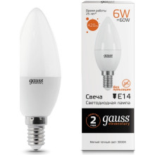 Лампа св/д Gauss Elementary свеча E14  6W (420lm) 2700K 