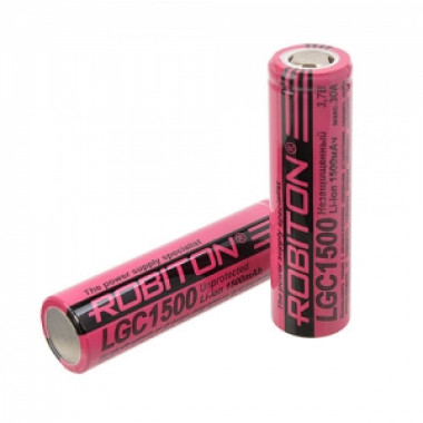 Аккумулятор Robiton 18650  3.7V 1500mAh 30A  Li-ion  без защиты  LGC1500 LG  15702