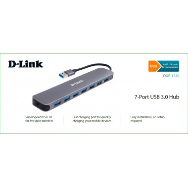 HUB USB3.0  D-Link DUB-1370  7порт  черный  DUB-1370/B2A