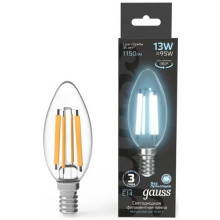 Лампа св/д Gauss Filament E14 13W (1150lm) 4100K свеча 